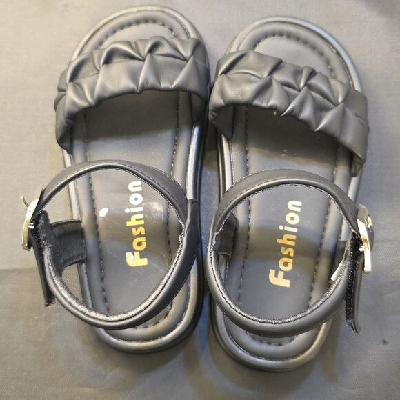 FASHION GIRLS' LIGHTWEIGHT SKIN-FRIENDLY CASUAL KIDS STYLE  FOLD DETAIL SANDAL - Picture 4 of 15